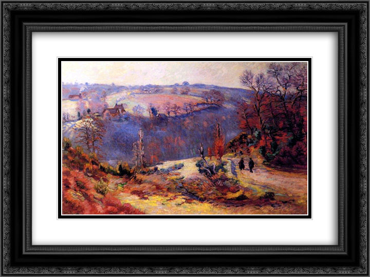 Pont-Charraud gelee blanche 24x18 Black Ornate Wood Framed Art Print Poster with Double Matting by Guillaumin, Armand