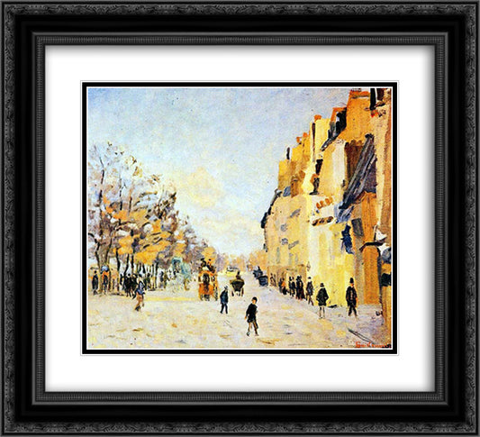 Quai de Bercy, effets de neige 22x20 Black Ornate Wood Framed Art Print Poster with Double Matting by Guillaumin, Armand