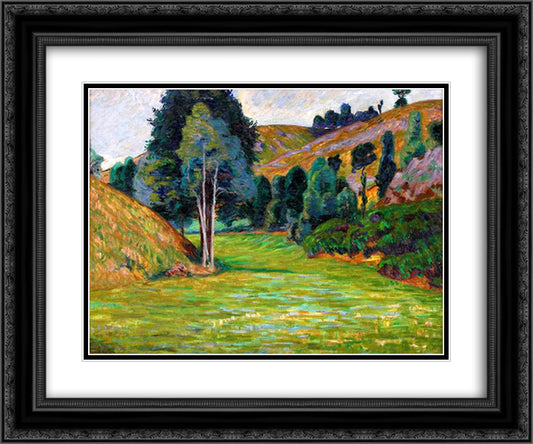 Valley in Pontgibaud 24x20 Black Ornate Wood Framed Art Print Poster with Double Matting by Guillaumin, Armand