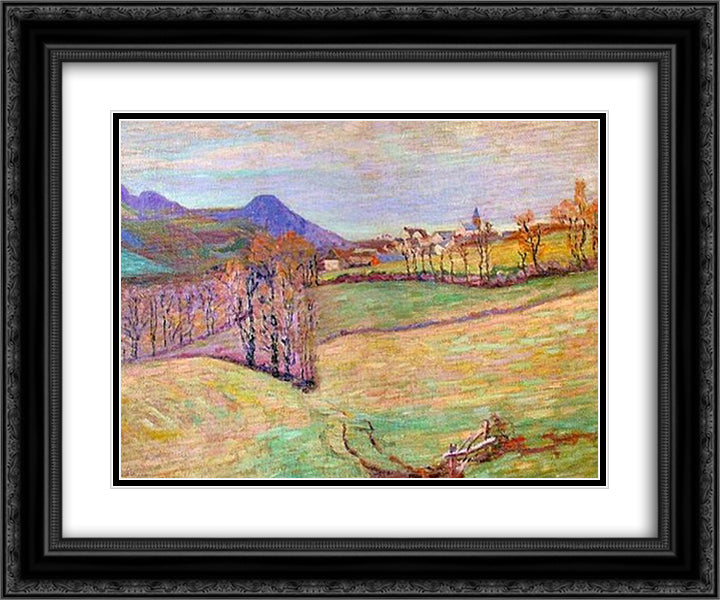 View of Saint-Sauves 24x20 Black Ornate Wood Framed Art Print Poster with Double Matting by Guillaumin, Armand