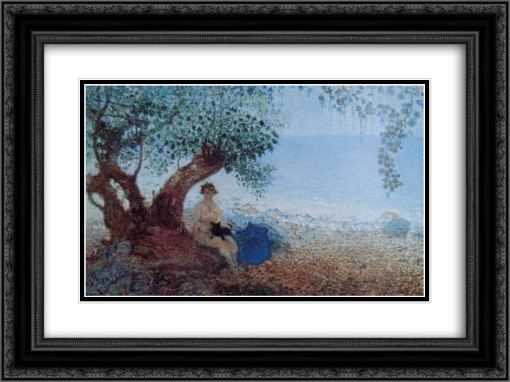 Bajo un Uvero 24x18 Black Ornate Wood Framed Art Print Poster with Double Matting by Reveron, Armando