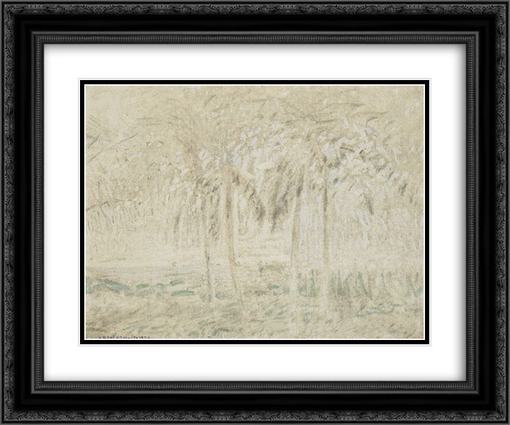 Cocoteros en la playa 24x20 Black Ornate Wood Framed Art Print Poster with Double Matting by Reveron, Armando