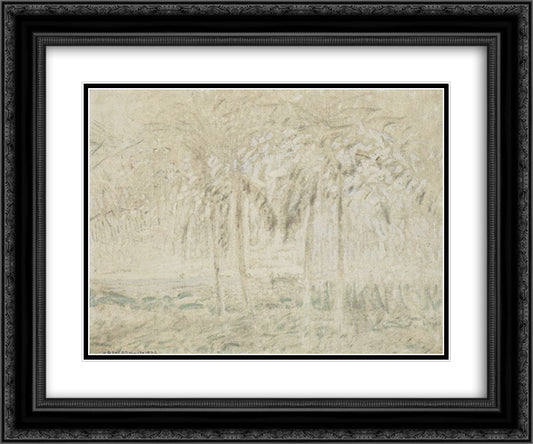 Cocoteros en la playa 24x20 Black Ornate Wood Framed Art Print Poster with Double Matting by Reveron, Armando