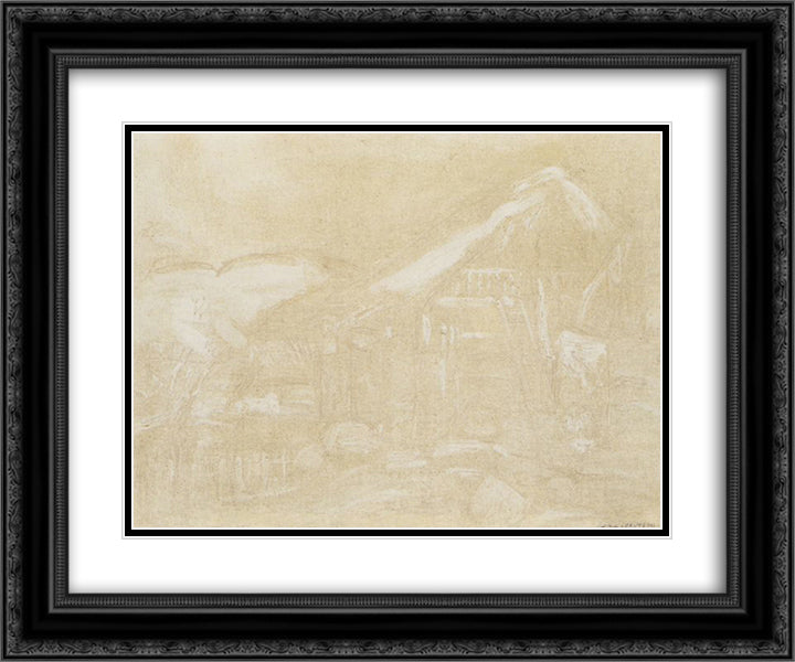 El rancho (El Caney) 24x20 Black Ornate Wood Framed Art Print Poster with Double Matting by Reveron, Armando