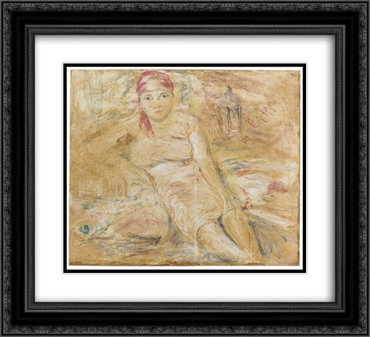 Juanita sentada (descanso) 22x20 Black Ornate Wood Framed Art Print Poster with Double Matting by Reveron, Armando