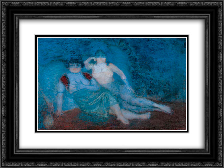 La Cueva 24x18 Black Ornate Wood Framed Art Print Poster with Double Matting by Reveron, Armando