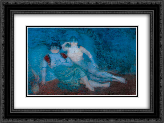 La Cueva 24x18 Black Ornate Wood Framed Art Print Poster with Double Matting by Reveron, Armando