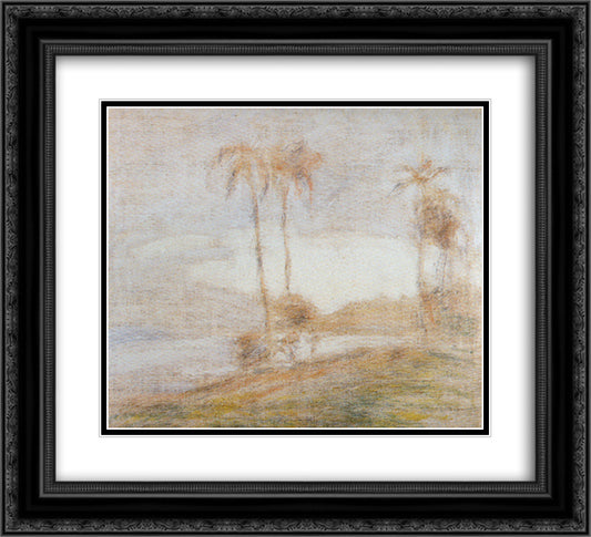 Macuto Beach 22x20 Black Ornate Wood Framed Art Print Poster with Double Matting by Reveron, Armando
