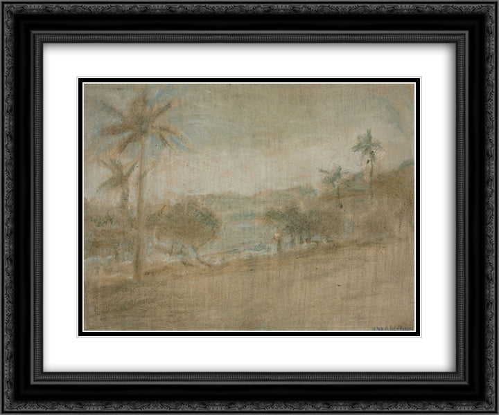 Playa de Macuto 24x20 Black Ornate Wood Framed Art Print Poster with Double Matting by Reveron, Armando