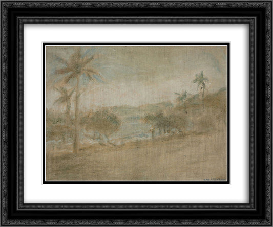 Playa de Macuto 24x20 Black Ornate Wood Framed Art Print Poster with Double Matting by Reveron, Armando
