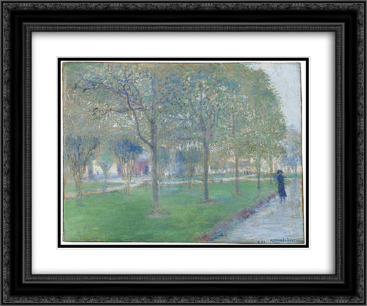 Un Paseo en el Parque 24x20 Black Ornate Wood Framed Art Print Poster with Double Matting by Reveron, Armando