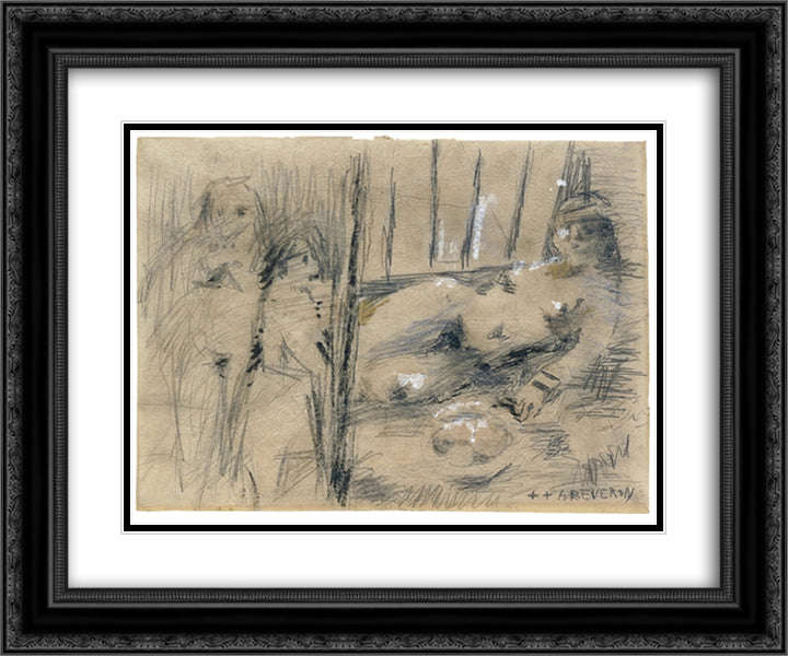 Untitled 24x20 Black Ornate Wood Framed Art Print Poster with Double Matting by Reveron, Armando