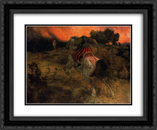 Astolf rides away with his head lost 24x20 Black Ornate Wood Framed Art Print Poster with Double Matting by Bocklin, Arnold