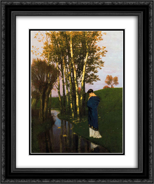 Autumn thoughts 20x24 Black Ornate Wood Framed Art Print Poster with Double Matting by Bocklin, Arnold