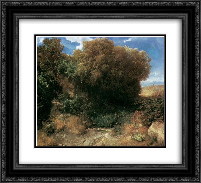 Campagna Landscape 22x20 Black Ornate Wood Framed Art Print Poster with Double Matting by Bocklin, Arnold