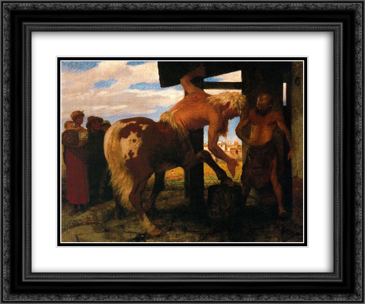 Centaur at the Village Blacksmith's Shop 24x20 Black Ornate Wood Framed Art Print Poster with Double Matting by Bocklin, Arnold