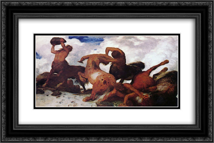 Centaurs 24x16 Black Ornate Wood Framed Art Print Poster with Double Matting by Bocklin, Arnold