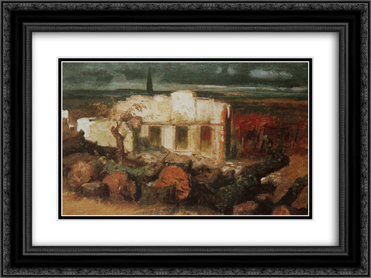 Destroyed house in Kehl 24x18 Black Ornate Wood Framed Art Print Poster with Double Matting by Bocklin, Arnold