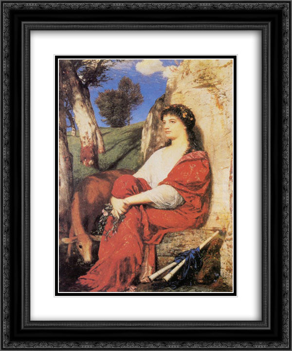 Euterpe 20x24 Black Ornate Wood Framed Art Print Poster with Double Matting by Bocklin, Arnold