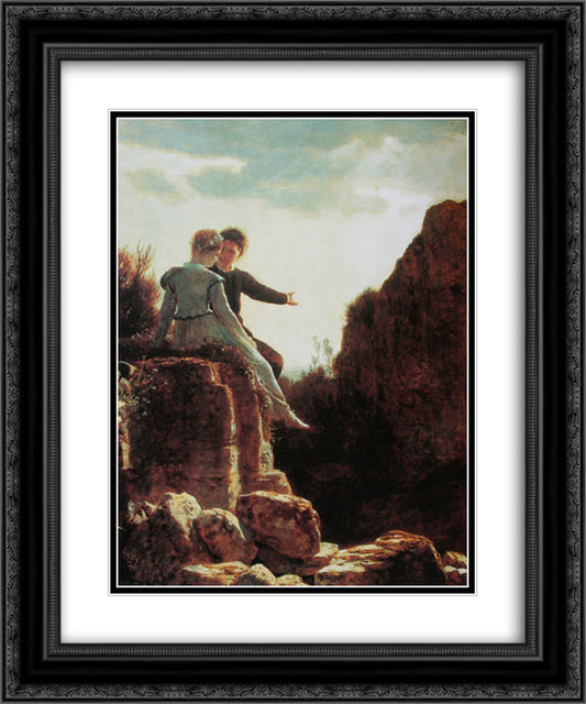 Honeymoon 20x24 Black Ornate Wood Framed Art Print Poster with Double Matting by Bocklin, Arnold