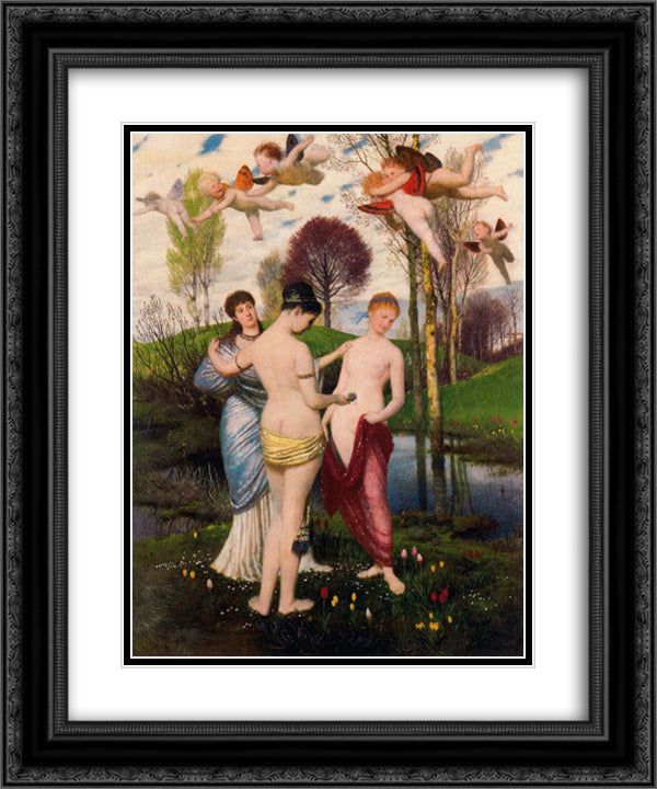 Hymn to spring 20x24 Black Ornate Wood Framed Art Print Poster with Double Matting by Bocklin, Arnold