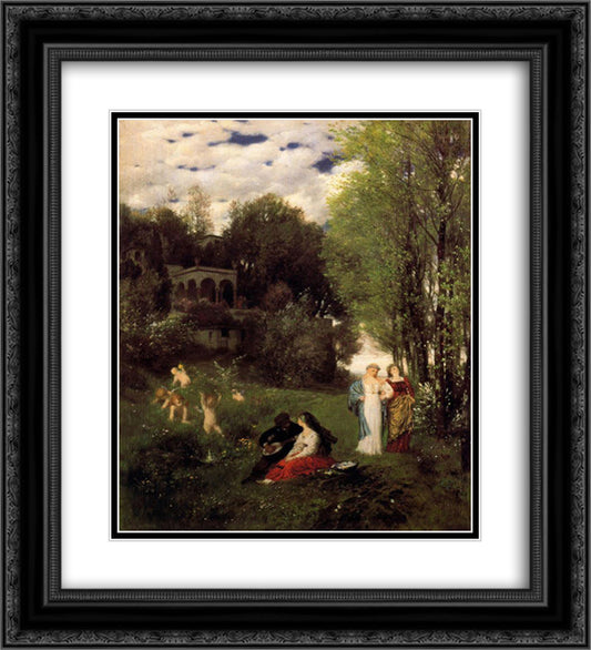 Ideal spring landscape 20x22 Black Ornate Wood Framed Art Print Poster with Double Matting by Bocklin, Arnold