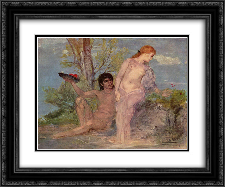 Idyll 24x20 Black Ornate Wood Framed Art Print Poster with Double Matting by Bocklin, Arnold