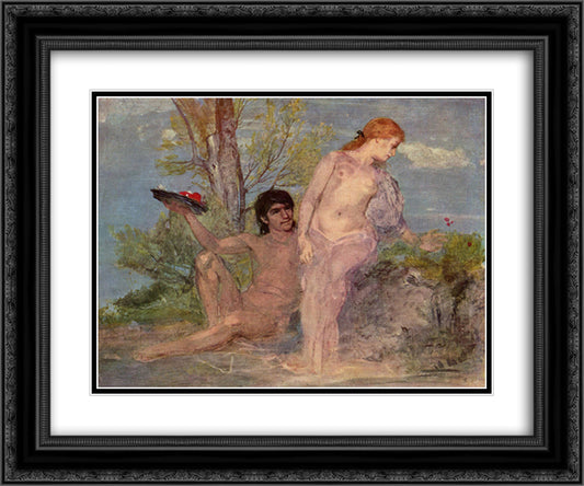 Idyll 24x20 Black Ornate Wood Framed Art Print Poster with Double Matting by Bocklin, Arnold