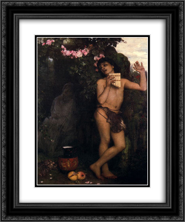 Lament of the shepherd 20x24 Black Ornate Wood Framed Art Print Poster with Double Matting by Bocklin, Arnold