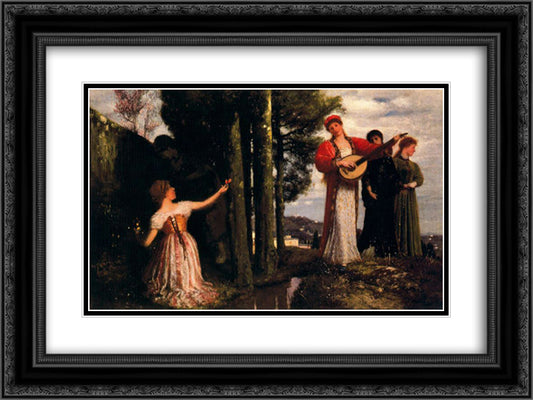 Look any laughs to the plains 24x18 Black Ornate Wood Framed Art Print Poster with Double Matting by Bocklin, Arnold