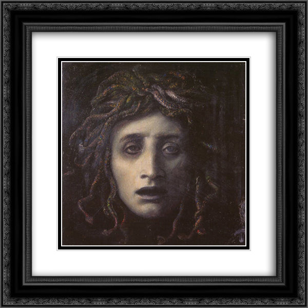 Medusa 20x20 Black Ornate Wood Framed Art Print Poster with Double Matting by Bocklin, Arnold