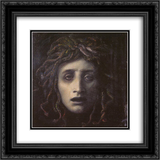 Medusa 20x20 Black Ornate Wood Framed Art Print Poster with Double Matting by Bocklin, Arnold