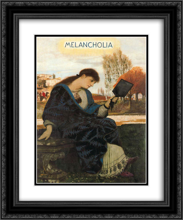 Melancholia 20x24 Black Ornate Wood Framed Art Print Poster with Double Matting by Bocklin, Arnold