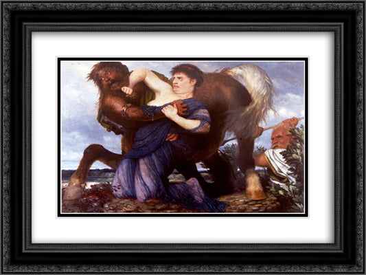 Nessus and Deianeira 24x18 Black Ornate Wood Framed Art Print Poster with Double Matting by Bocklin, Arnold