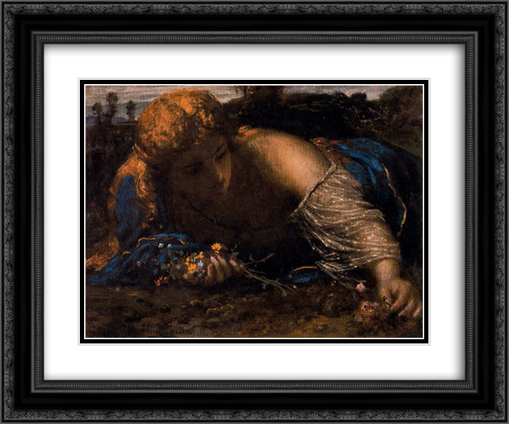 Nymph 24x20 Black Ornate Wood Framed Art Print Poster with Double Matting by Bocklin, Arnold