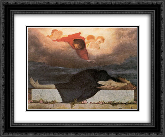 Pieta 24x20 Black Ornate Wood Framed Art Print Poster with Double Matting by Bocklin, Arnold