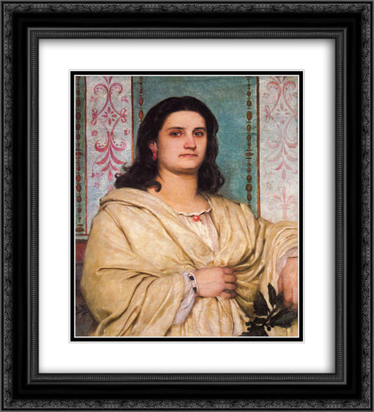 Portrait of Angela Bocklin as muse 20x22 Black Ornate Wood Framed Art Print Poster with Double Matting by Bocklin, Arnold