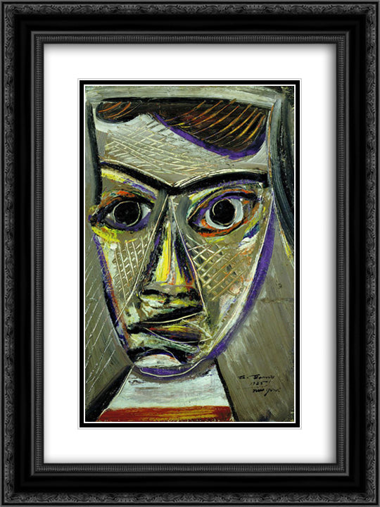 Man's Head 18x24 Black Ornate Wood Framed Art Print Poster with Double Matting by Gorky, Arshile