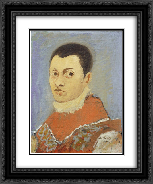 Portrait of a Young Man 20x24 Black Ornate Wood Framed Art Print Poster with Double Matting by Gorky, Arshile