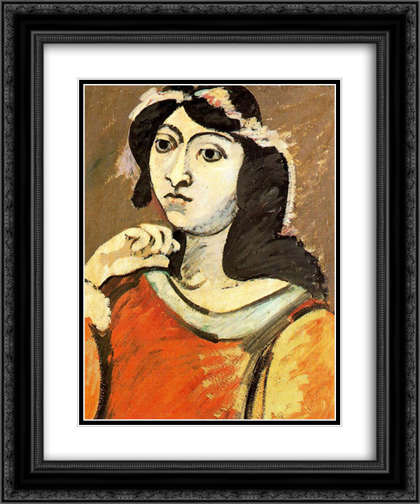 Portrait of Ahko 20x24 Black Ornate Wood Framed Art Print Poster with Double Matting by Gorky, Arshile