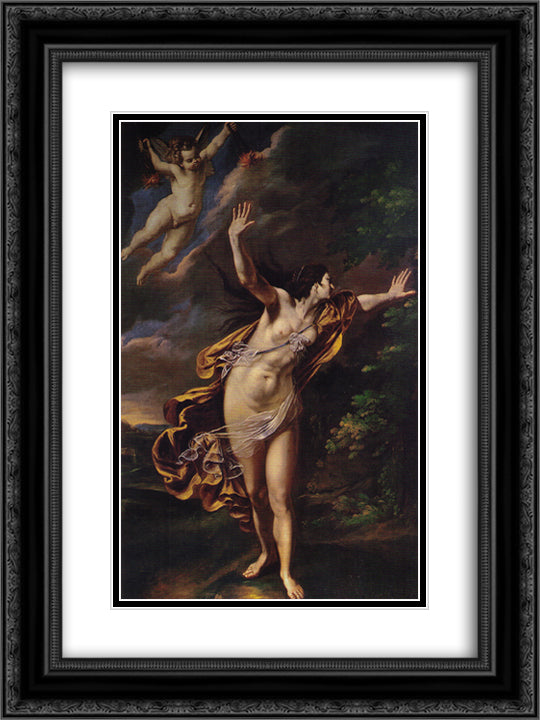 Aurora 18x24 Black Ornate Wood Framed Art Print Poster with Double Matting by Gentileschi, Artemisia