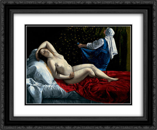 Danae 24x20 Black Ornate Wood Framed Art Print Poster with Double Matting by Gentileschi, Artemisia