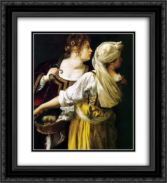 Judith and her Maidservant 20x22 Black Ornate Wood Framed Art Print Poster with Double Matting by Gentileschi, Artemisia