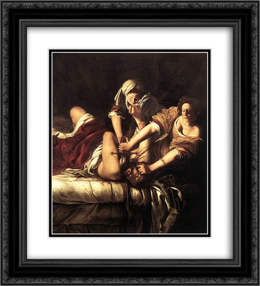 Judith Beheading Holofernes 20x22 Black Ornate Wood Framed Art Print Poster with Double Matting by Gentileschi, Artemisia