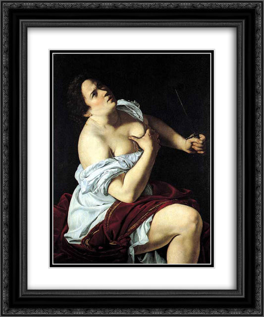 Lucretia 20x24 Black Ornate Wood Framed Art Print Poster with Double Matting by Gentileschi, Artemisia