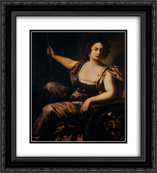 Minerva 20x22 Black Ornate Wood Framed Art Print Poster with Double Matting by Gentileschi, Artemisia