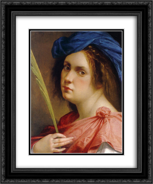 Self-portrait as a Female Martyr 20x24 Black Ornate Wood Framed Art Print Poster with Double Matting by Gentileschi, Artemisia