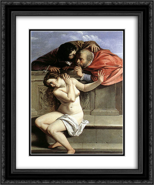 Susanna and the Elders 20x24 Black Ornate Wood Framed Art Print Poster with Double Matting by Gentileschi, Artemisia