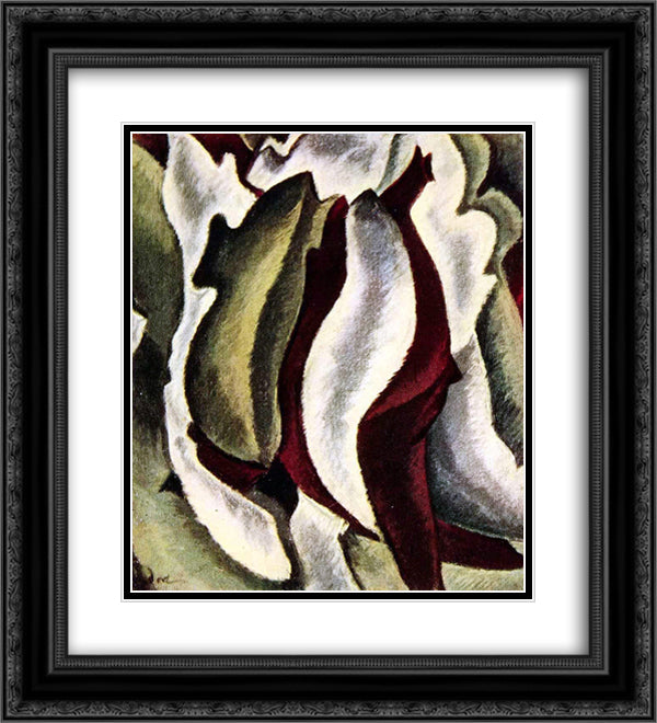 Based on Leaf Forms and Spaces 20x22 Black Ornate Wood Framed Art Print Poster with Double Matting by Dove, Arthur