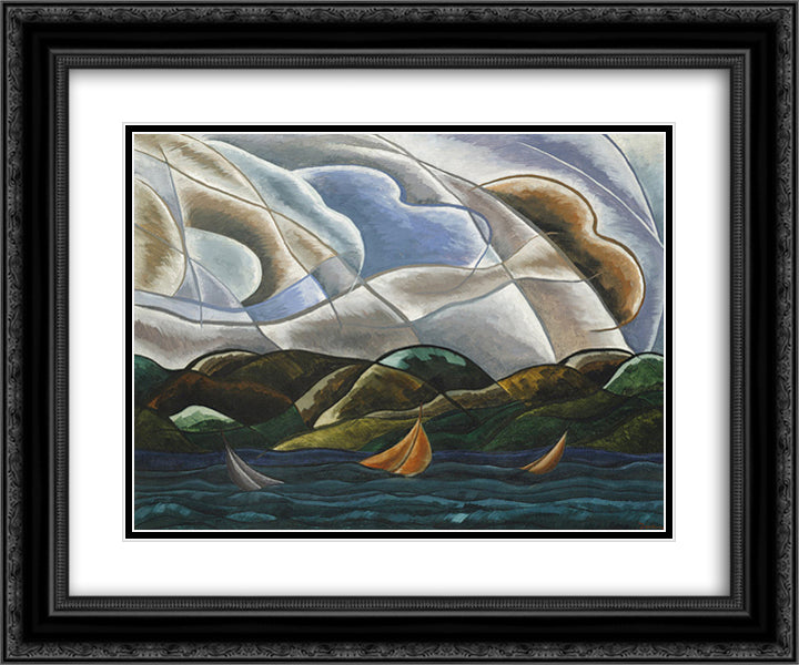 Clouds and Water 24x20 Black Ornate Wood Framed Art Print Poster with Double Matting by Dove, Arthur